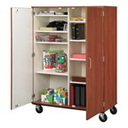 Tall Mobile Shelf Storage Cabinet - Shown w/ doors & 10 compartments